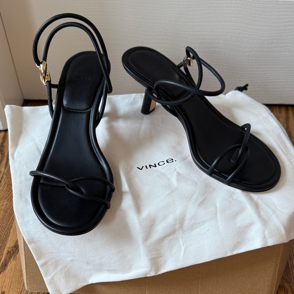 Vince Elegant Black Strappy Heels